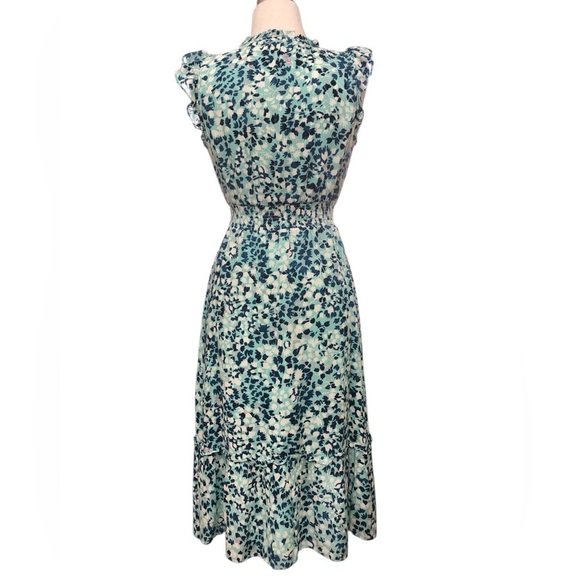 LOFT Shimmer Floral Ruffle Sleeve Flare Dress | NWOT - Picture 7 of 10